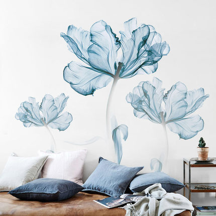 Creative Nordic blue flower wall stickers