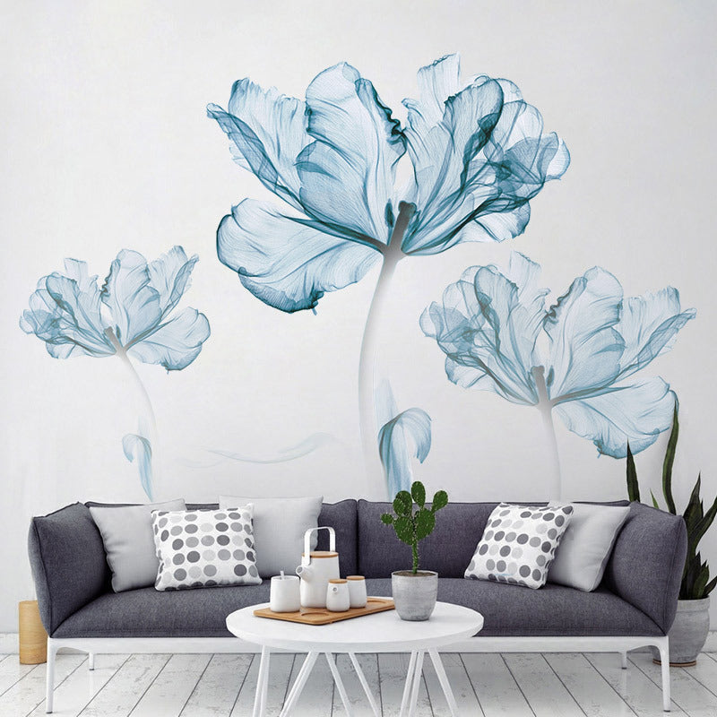 Creative Nordic blue flower wall stickers